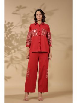 STIL-O-STITCH - Maroon Colour Co-Ord Set