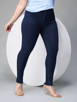 Miss Chase - A+ Curve Collection Plus Size Women's Navy Blue Skinny Denim Jeans