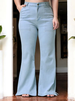 Miss Chase - A+ Curve Collection Plus Size Women's Light Blue Bootcut Denim Jeans