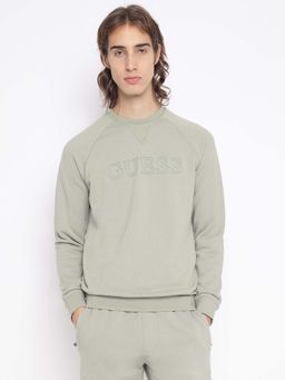 Guess - Men Green Solid Sweatshirt