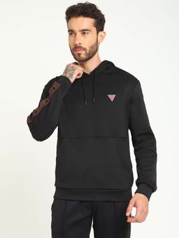 Guess - Men Black Solid Hoodie