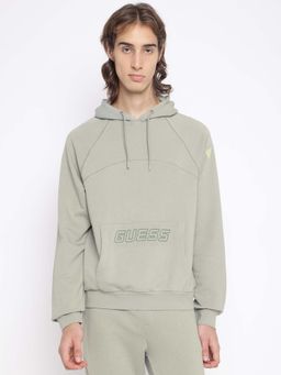 Guess - Men Green Solid Hoodie
