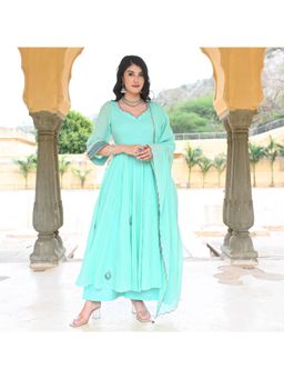Urbanstree - Aasmani Blue Anarkali (Set of 3)