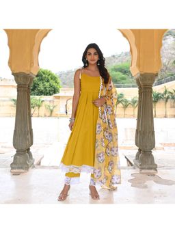 Urbanstree - Heer Yellow Anarkali (Set of 3)