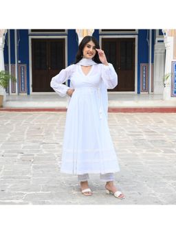 Urbanstree - Radha White Anarkali (Set of 3)