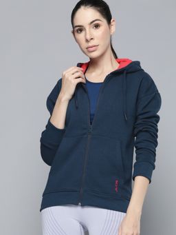 Alcis - Women Blue Printed Hooded Sweatshirt