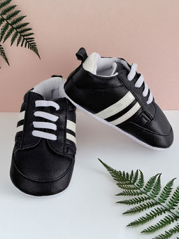 Baby Moo - White Stripes On Black Sneakers
