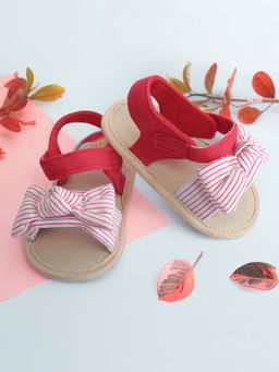 Baby Moo - Striped Red Booties
