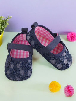 Baby Moo - Floral Lace Blue Booties
