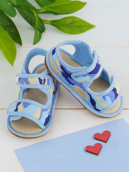 Baby Moo - Camouflage Print Blue Open Toe Sandals