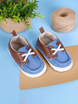 Baby Moo - Colour Blocked Stylish Boat Slip-on Booties - Blue