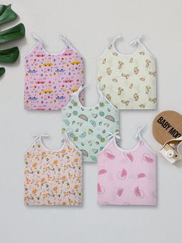 Baby Moo - Candy Crush Round Neck Sleeveless Tie Knot Cotton Jhablas (Pack of 5)