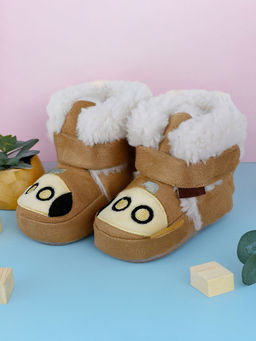 Baby Moo - Submarine Velcro Warm Furry Booties - Brown