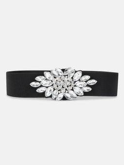 Kazo - Silver Rhinestone Buckle Belt