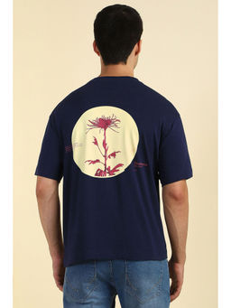 Allen Solly - Men Navy Blue Graphic Print Crew Neck T-shirt