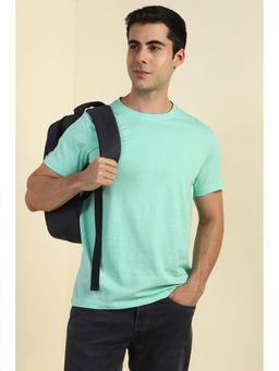 Allen Solly - Men Sea Green Solid Crew Neck T-shirt