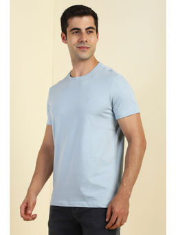 Allen Solly - Men Light Blue Solid Crew Neck T-shirt