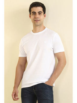 Allen Solly - Men White Solid Crew Neck T-shirt