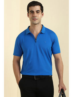 Allen Solly - Men Blue Solid Polo Neck T-shirt