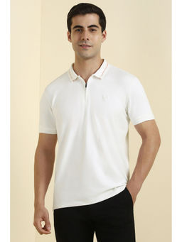 Allen Solly - Men White Solid Polo Neck T-shirt