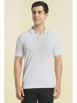Allen Solly - Men Light Grey Print Polo Neck T-shirt