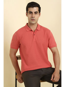 Allen Solly - Men Coral Textured Polo Neck T-shirt