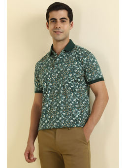 Allen Solly - Men Green Floral Print Polo Neck T-shirt