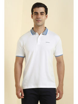 Allen Solly - Men White Solid Polo Neck T-shirt