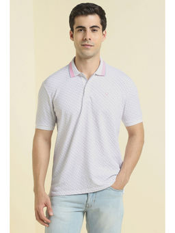 Allen Solly - Men Light Pink Print Polo Neck T-shirt