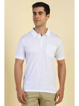 Allen Solly - Men White Print Polo Neck T-shirt