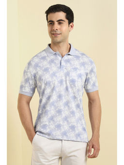 Allen Solly - Men Light Blue Print Polo Neck T-shirt