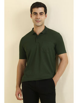 Allen Solly - Men Dark Green Solid Polo Neck T-shirt