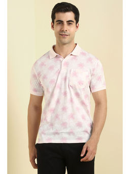 Allen Solly - Men Pink Floral Print Polo Neck T-shirt
