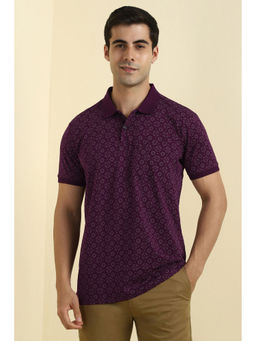 Allen Solly - Men Purple Print Polo Neck T-shirt