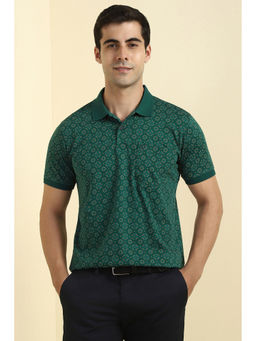 Allen Solly - Men Green Print Polo Neck T-shirt