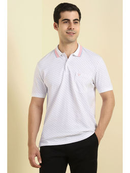 Allen Solly - Men White Print Polo Neck T-shirt