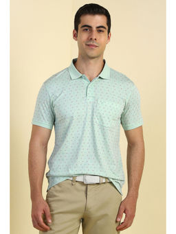 Allen Solly - Men Sea Green Print Polo Neck T-shirt