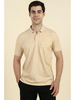 Allen Solly - Men Beige Print Polo Neck T-shirt