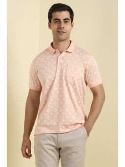 Allen Solly - Men Peach Print Polo Neck T-shirt