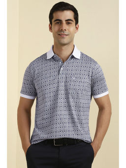Allen Solly - Men Blue Print Polo Neck T-shirt