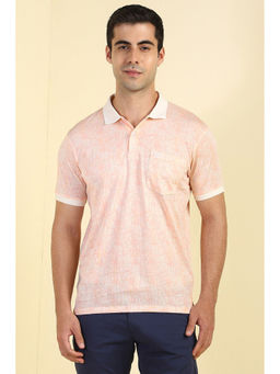 Allen Solly - Men Peach Print Polo Neck T-shirt