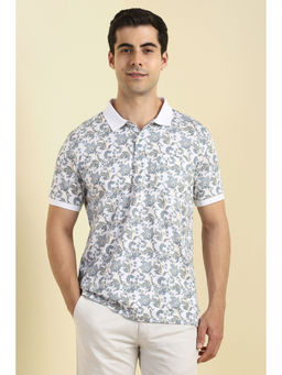 Allen Solly - Men White Print Polo Neck T-shirt