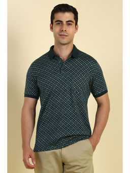 Allen Solly - Men Green Print Polo Neck T-shirt