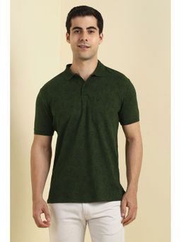 Allen Solly - Men Green Floral Print Polo Neck T-shirt