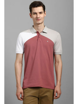 Louis Philippe - Men Rust Colorblock Polo Neck T-shirt