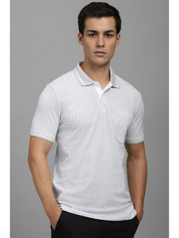 Louis Philippe - Men Grey Print Polo Neck T-shirt