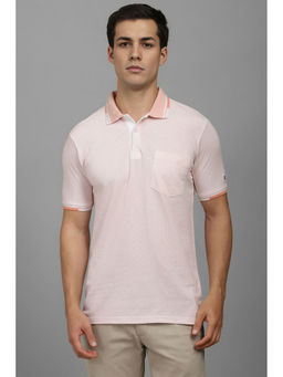 Louis Philippe - Men Peach Print Polo Neck T-shirt