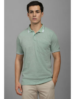 Louis Philippe - Men Green Print Polo Neck T-shirt