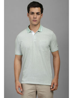 Louis Philippe - Men Green Print Polo Neck T-shirt