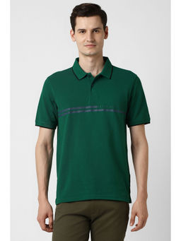 Peter England - Men Green Solid Polo Neck T-shirt